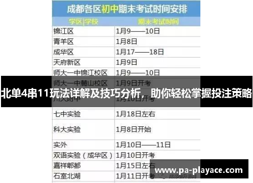 北单4串11玩法详解及技巧分析，助你轻松掌握投注策略