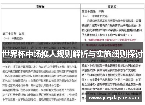 世界杯中场换人规则解析与实施细则探讨